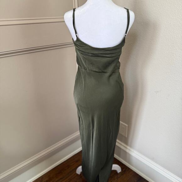 Anthropologie Elyse Bias Slip Dress Women’s Small Moss Green Cowl Neck - Picture 4 of 8
